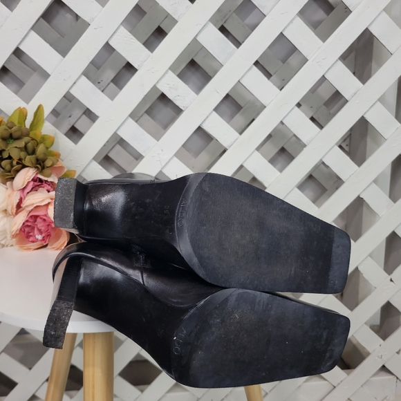 Aldo Black Leather Square Toe and Heel Boots Y2K Style Size 39 - Picture 7 of 10